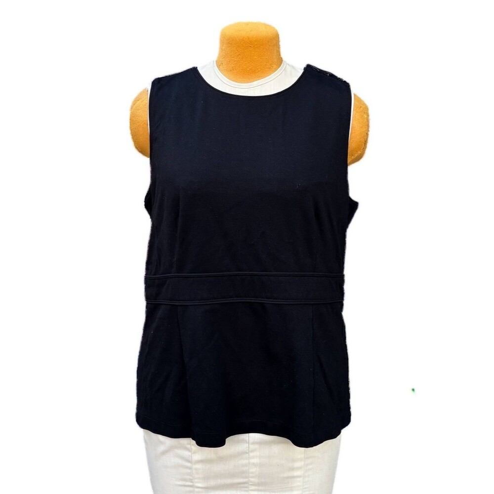 Ann Taylor Black Sleeveless Waist-Seam Tank XL blouse top